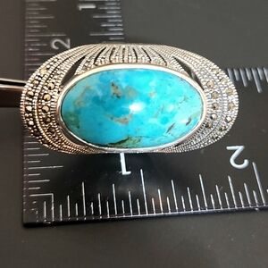Sterling silver‎ oval turquoise and marcasite ring
